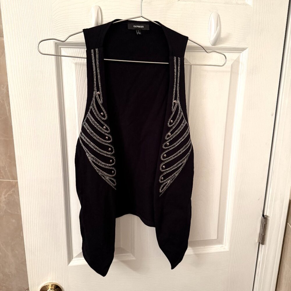 NWOT Rare Express Women's Embellished Metallic Stud Black Silver Gold Threads - Picture 13 of 13